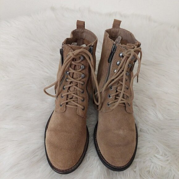 Sam Edelman Mackay Womens Size 6 Ankle Boots Brown Nubuck Side Zip Combat Style - Picture 4 of 11